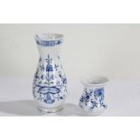 Meissen blue onion pattern vase, 14.5cm high, together with another smaller, 6.5cm high (2)