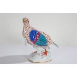 Herend porcelain figure depicting a partridge with red scale decoration to the body, incised 5071 to