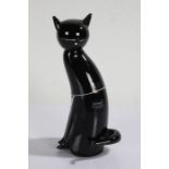 Murano glass cat, attributed to Cenedese, the cat with a black body and white facial features,