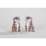 Two Royal Crown Derby imari pattern paperweights in the form of seated kittens (2)