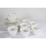Shelley teaset, in a white glaze, comprising six each cups, saucers and side plates, and matching