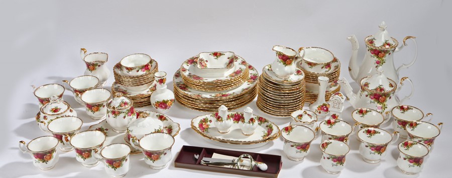 Royal Albert Old Country Roses pattern dinner and tea service, consisting of cups, saucers,