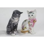 Royal Copenhagen cat, numbered 370 to base, Franklin Mint Royal Kitten of Prosperity (2)