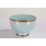 Tobias Harrison studio pottery bowl, the turquoise lustre body with gilt rim and foot, 11cm