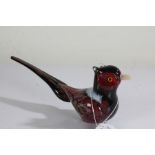 Langham art glass paperweight, in the form of a pheasant, 25cm long