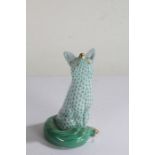 Herend porcelain fox, with green scale effect body, 16.5cm high