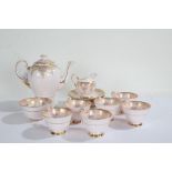 Tuscan bone china coffee set, with draping floral garlands, comprising coffee pot, six each cups and