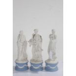 Three Wedgwood Jasperware limited edition figures, Polymnia (825/12500), Calliope (1393/12500),