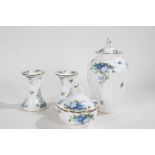 Royal Albert 'Moonlight Rose' vase and cover, with a pair of matching candlesticks, a bowl and a