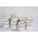 Royal Worcester porcelain coffee cups and saucers, comprising of eight each (one saucer AF), all