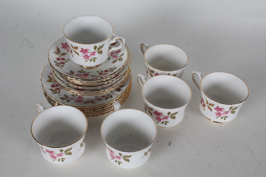 Royal Stafford 'Fragrance' tea set', comprising six each cups, saucers and side plates (qty)