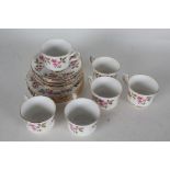 Royal Stafford 'Fragrance' tea set', comprising six each cups, saucers and side plates (qty)