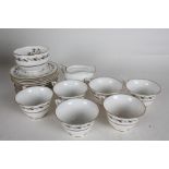 Royal Worcester Bernina pattern tea service, consisting of six teacups, six saucers, five side