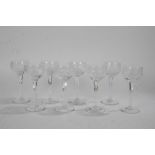 Set of eight Stuart crystal hock glasses, with grape and vine etching, 18cm high (8)