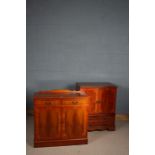 Mahogany effect cabinet, two draws above two doors 85cm high, together with a tv cabinet, 96cm