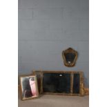 20th Century gilt framed three section wall mirror, with floral surround, 124cm wide, together