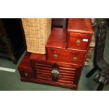 Japanese style Step Tansu, fitted with three drawers and a pair of cupboard doors below, 72cm wide x