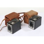 Two Kodak Brownie Six-20 Model D, cased (2)