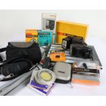 Camera and photographic accessories, to include a boxed Kodak Brownie 8 Movie Light, Paterson