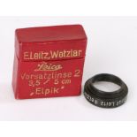 Ernst Leitz Wetzlar Leica lens attachment, Vorsatzlinse 2 3,5/5cm, Elpik, housed in original