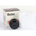 Boxed Vivitar 28mm camera lens, f2.8 Close Focus