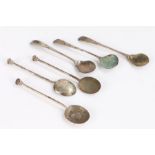 Silver coffee and condiment spoons, various dates and makers, 1.5oz (6)