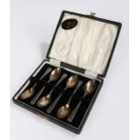 Set of six George VI silver coffee spoons, Sheffield 1938, maker Cooper Brothers & Sons Ltd,