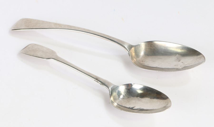 Late William IV silver dessert spoon, London 1837, maker William Bateman II, George IV silver