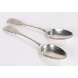 Pair of George III silver teaspoons, London 1817, maker Solomon Hougham, the fiddle pattern