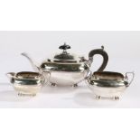 Stanqual silver plated bachelors tea set, consisting of teapot, milk jug and sugar bowl, all with