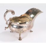 Victorian silver sauceboat, Sheffield 1897, maker Atkin Brothers, with acanthus leaf capped double