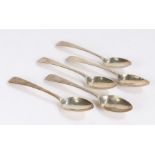 Five George IV silver teaspoons, London 1820, maker Thomas Wallis (II) & Jonathan Hayne, the old