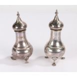 Pair of Edward VII silver pepperettes, Chester 1909, maker Colen Hewer Cheshire, the domed tops