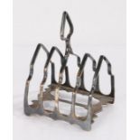 Edward VII silver toast rack, Sheffield 1908, maker James Dixon & Sons, the pierced handle above