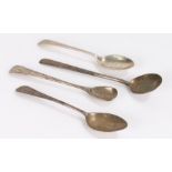 Silver condiment and teaspoons, various dates and makers, 1.7oz (4)