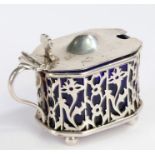 Edward VII silver mustard pot and cover, Birmingham 1905, maker S W Smith & Co, the domed lid with