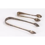 Pair of George III silver sugar tongs, London 1799, maker possibly George Burrows (I), of plain