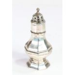 Victorian silver pepperette, Birmingham marks rubbed, maker John Edward Wilmot, of tapering