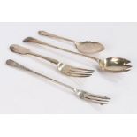 Silver, various dates and makers, to include pickle fork, dessert fork , preserve spoon, salad