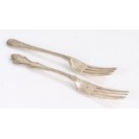 Two Victorian silver children's forks, London 1850, maker Chawner & Co (George William Adams),