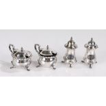 Mappin & Webb Prince's plate condiment set, consisting of two mustard pots and covers with blue