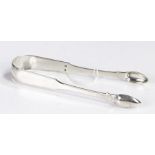 Pair of 18th Century silver sugar tongs, makers mark only BC&N, the handle initialled AL, 1.5oz