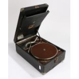 HMV portable Gramophone in black case.