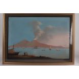 Neapolitan School, "Cenere Del 1850", depicting a smouldering Vesuvius with the bay of Naples and