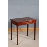 Edwardian mahogany inlaid side table, bearing label 'Druce & Co.', the rectangular boxwood and ebony