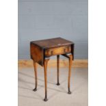 George II style walnut dropleaf side table, fitted singe drawer and raised on cabriole legs and