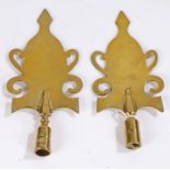 Pair of 19th Century Friendly Society Staff Heads, Butleigh Somerset, each in brass, 21cm and 22cm