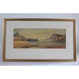 W. Harlings, harbour scene with boats and harbour wall, signed watercolour, housed in a gilt and