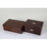Victorian mahogany and mother of pearl inlaid jewellery box, Victorian mahogany and brass inlaid