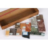 Collection of twelve geological specimen marble samples, housed in a pine box (qty)